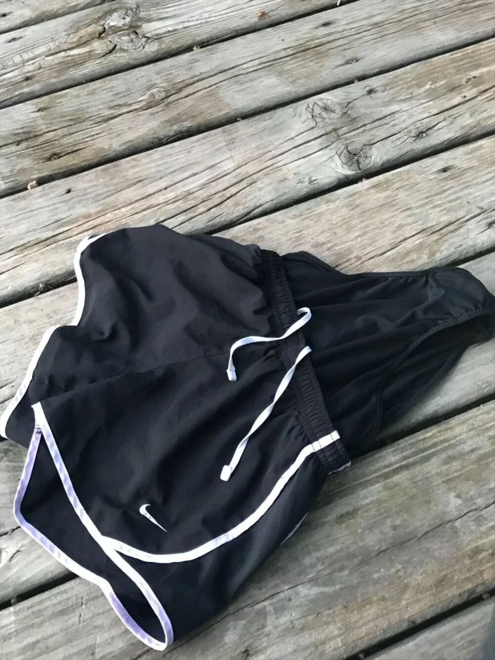 Nike Shorts Black Athletic Girls M 7/8 Lined Pale Pink Accent